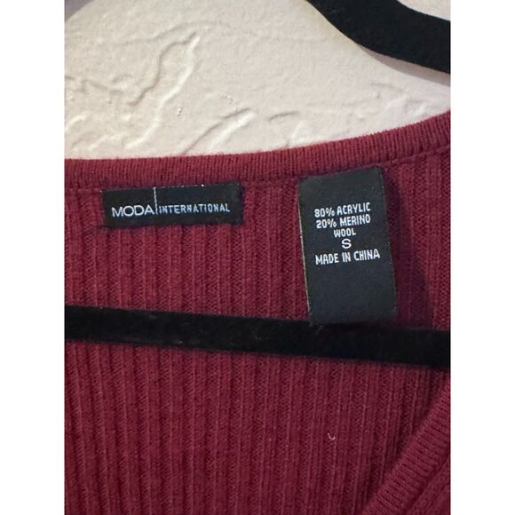 Moda International 2 Piece Ribbed Knit Wool Cardigan Sweater Skirt Set Small Y2K - Picture 6 of 9